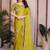 Yellow yellow satin chiffon embroidery saree