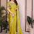 Yellow yellow satin chiffon embroidery saree