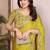 Yellow yellow satin chiffon embroidery saree