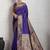 Purple rich zari border saree with blouse piece