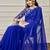 Blue sequin embellished border saree with unstitched blouse