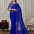 Blue sequin embellished border saree with unstitched blouse