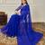 Blue sequin embellished border saree with unstitched blouse