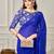 Blue sequin embellished border saree with unstitched blouse
