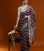 Purple woven design chanderi sarees with blouse piece
