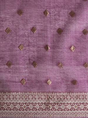 Purple woven design chanderi sarees with blouse piece 5