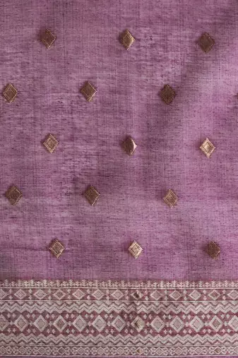 Purple woven design chanderi sarees with blouse piece