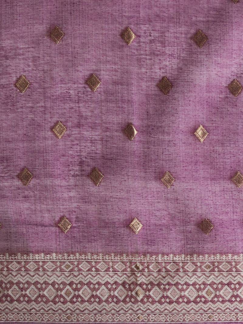 Purple woven design chanderi sarees with blouse piece