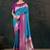 Turquoise teal blue silk blend women gold woven butta zari border sarees