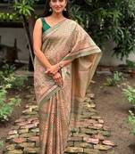 Olive tussar silk pista sarees