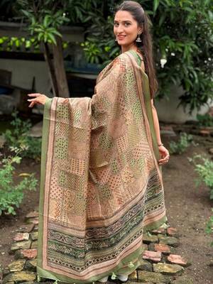 Olive tussar silk pista sarees 2
