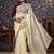 Cream sequinned embellished saree