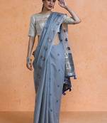 Blue woven design saree with blouse