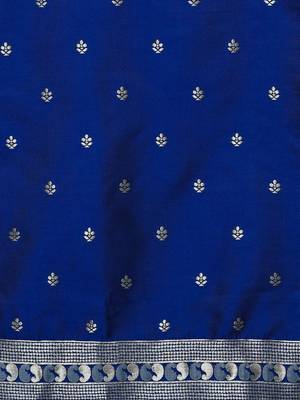 Blue woven design saree with blouse 4