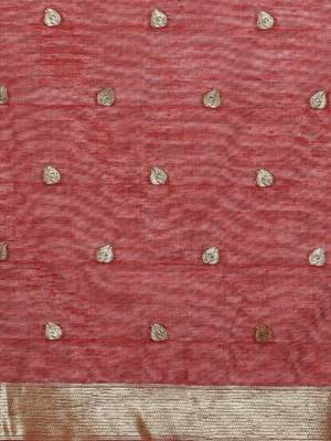 Cream woven design chanderi sarees with blouse piece 5