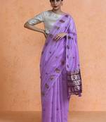 Lavender woven design saree with blouse
