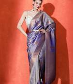 Purple woven design katan sarees with blouse piece