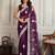 Magenta ethnic motifs embroidered net saree