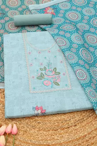printed linen unstitched dress material