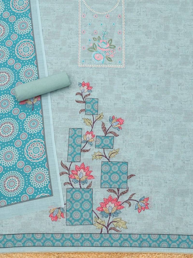 printed linen unstitched dress material