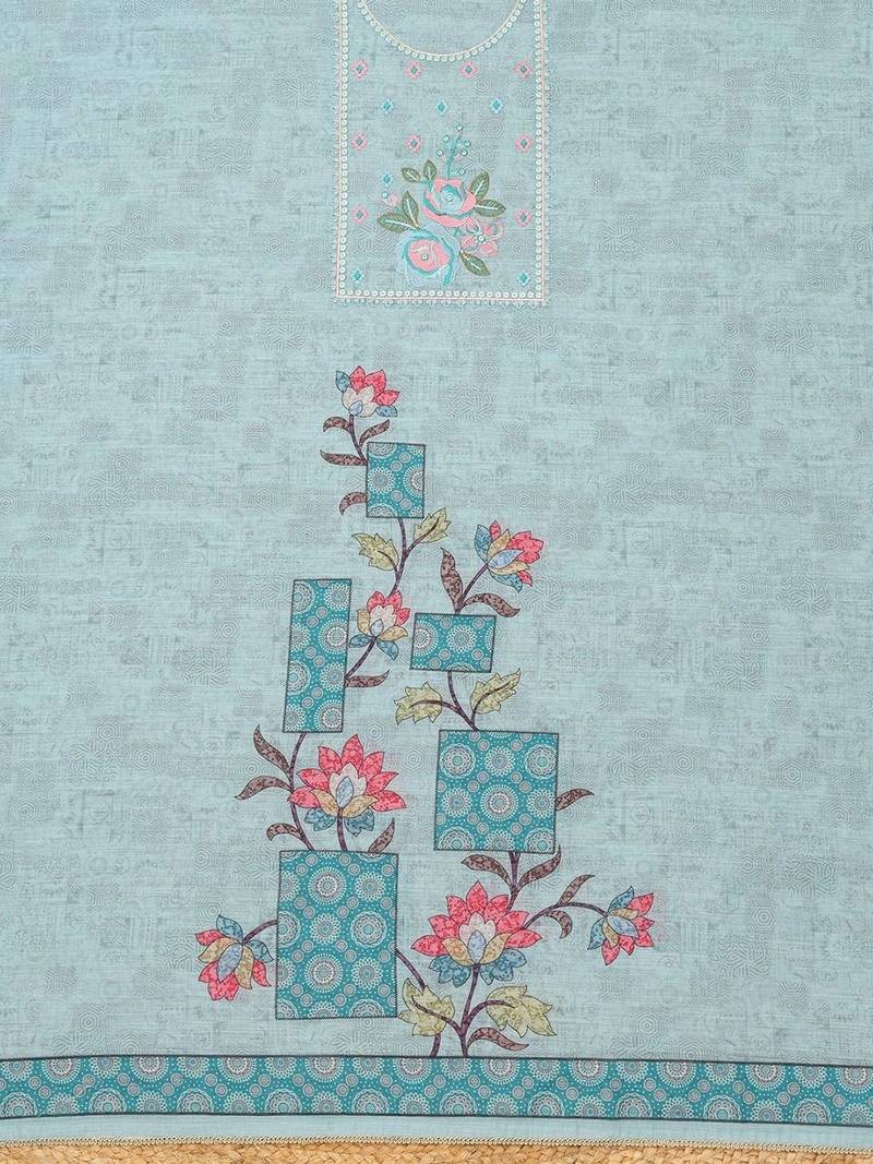 printed linen unstitched dress material