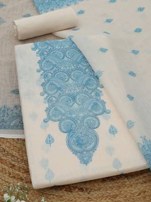 printed linen unstitched dress material 1