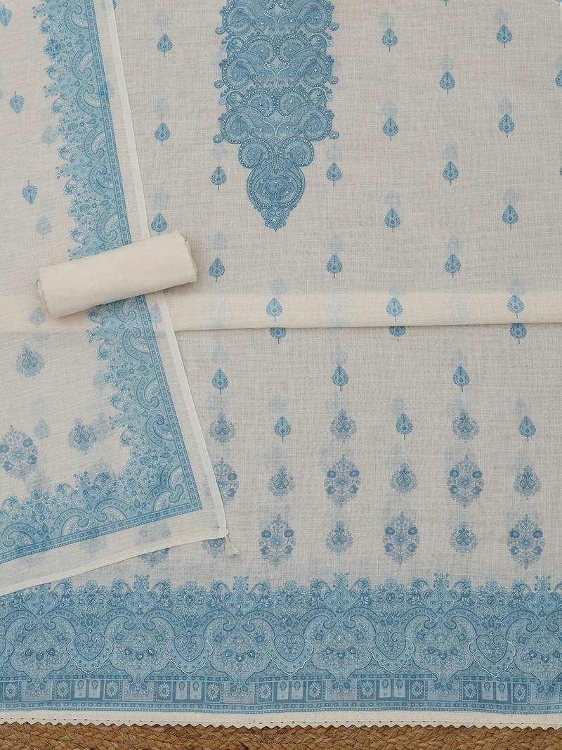 printed linen unstitched dress material