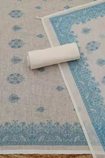 printed linen unstitched dress material