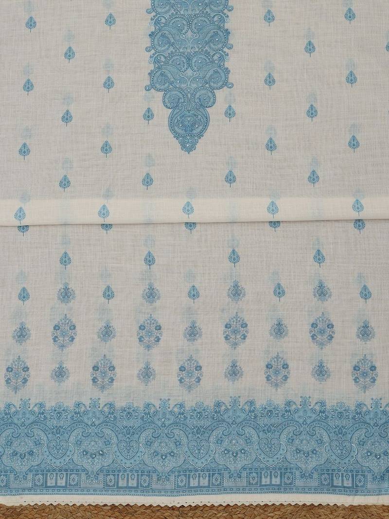 printed linen unstitched dress material