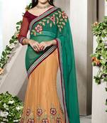 Orange Color Net Designer Semi  Stitched Lehenga Choli