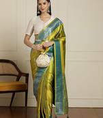 Green ethnic motifs zari banarasi saree