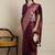 Purple woven design banarssi saree with unstitched blouse