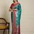 Sea green ethnic motif woven design zari banarasi satin silk saree & blouse piece