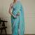 Blue solid embellished beads and stones saree