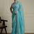 Blue solid embellished beads and stones saree