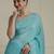 Blue solid embellished beads and stones saree