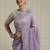 Lavender embroidered embellished saree with unstitched blouse