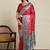 Red ethnic motifs woven design zari banarasi saree