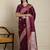 Purple ethnic motif woven design banarasi saree