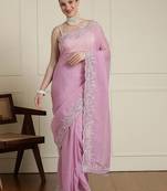Pink sequinned saree with blouse