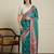 Sea green ethnic motifs zari woven design banarasi saree with blouse piece