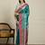 Sea green ethnic motifs zari woven design banarasi saree with blouse piece