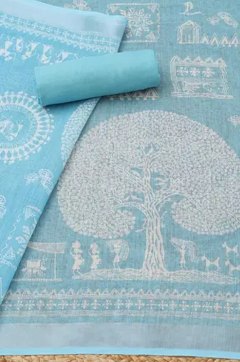 printed linen unstitched dress material