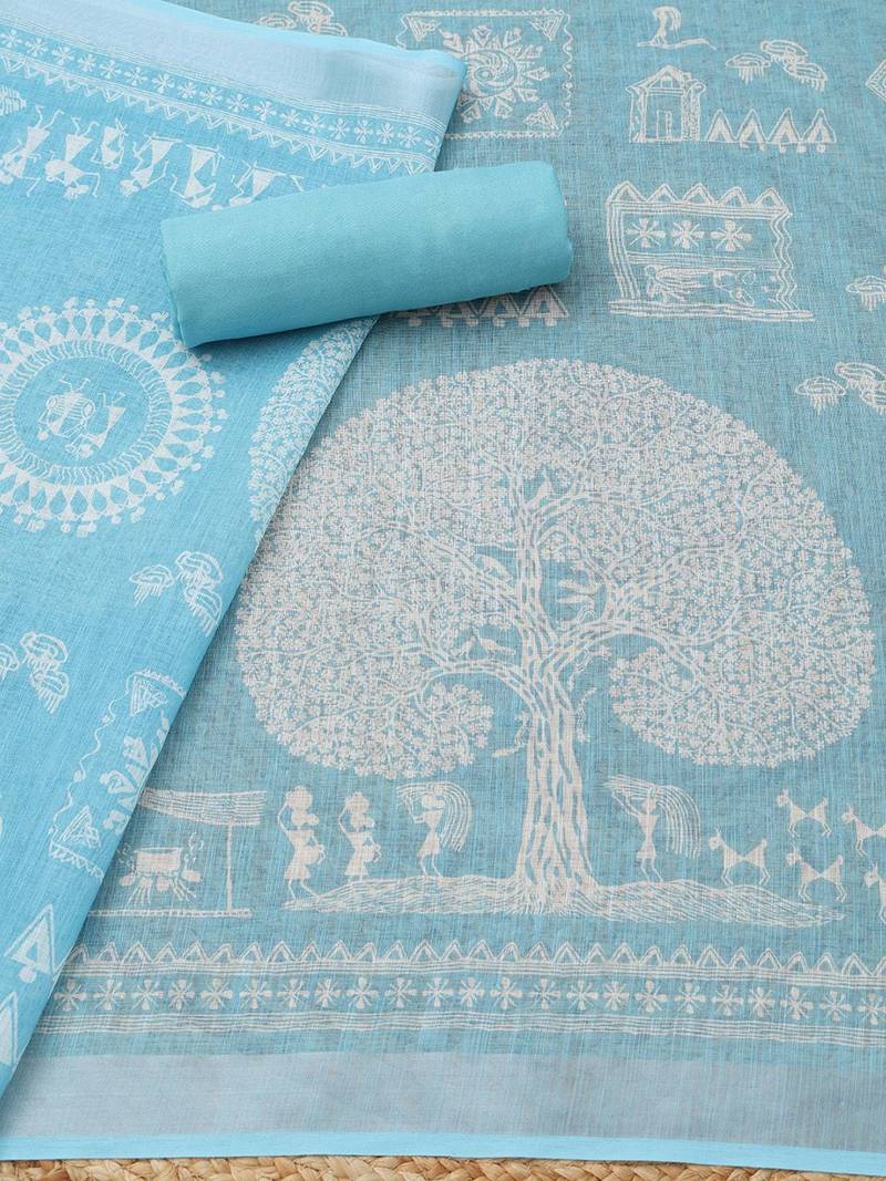 printed linen unstitched dress material