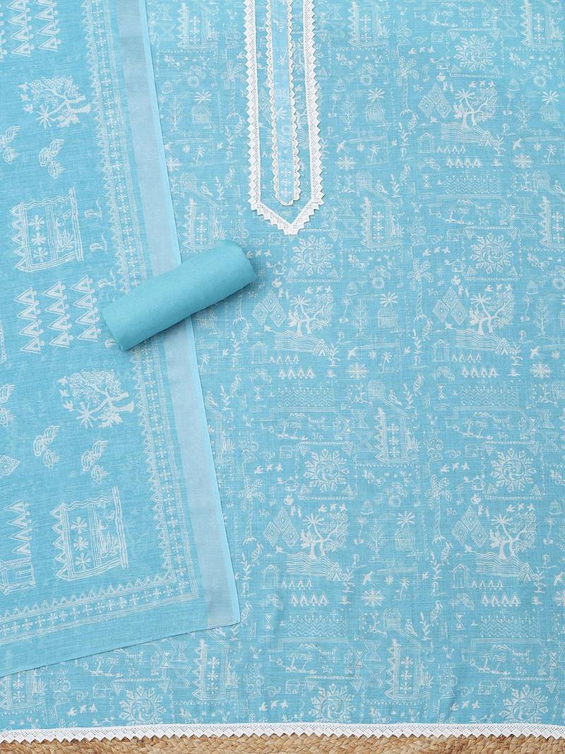 printed linen unstitched dress material