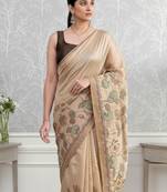 Beige art silk dark sand brown sarees