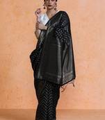 Black woven design saree with blouse