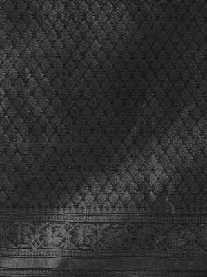 Black woven design saree with blouse 4