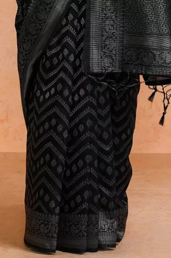 Black woven design saree with blouse