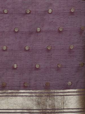 Grey woven design chanderi sarees with blouse piece 5